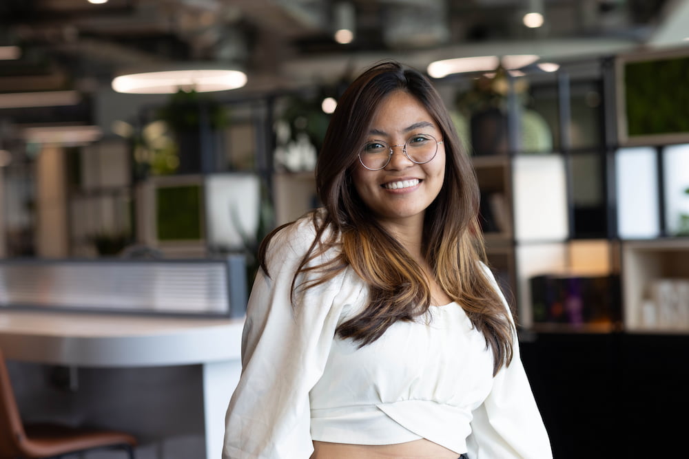 a person smiling at camera