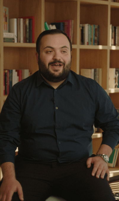 a person in a black shirt