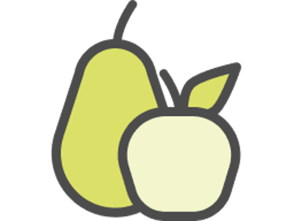 a pear and apple with a black background