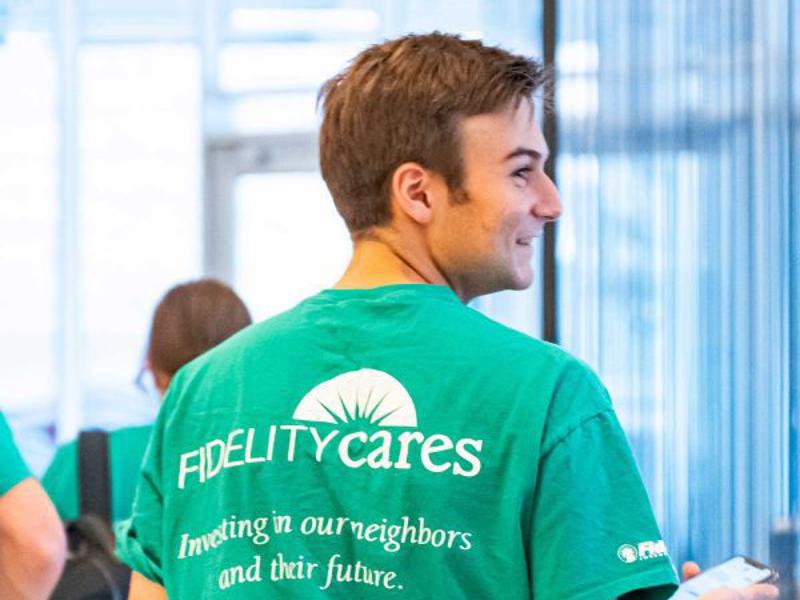 a person in a green shirt