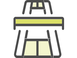 a black and yellow line drawing of a building