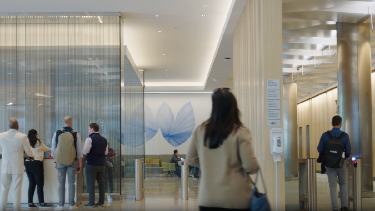 a person walking in a building